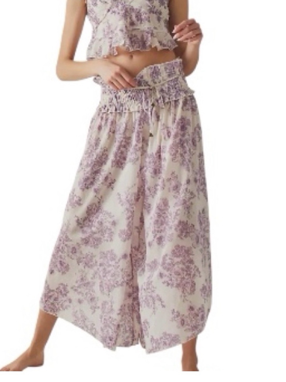 Free People Still The One Floral Wide Leg Pants Purple Size Small